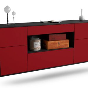 Sideboard Visalia | hängend | Korpus Anthrazit | Front in Bordeaux | 180x79x35cm (BxHxT)