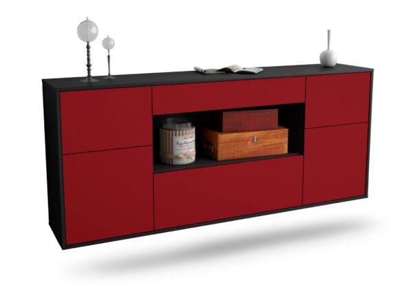 Sideboard Visalia | hängend | Korpus Anthrazit | Front in Bordeaux | 180x79x35cm (BxHxT)