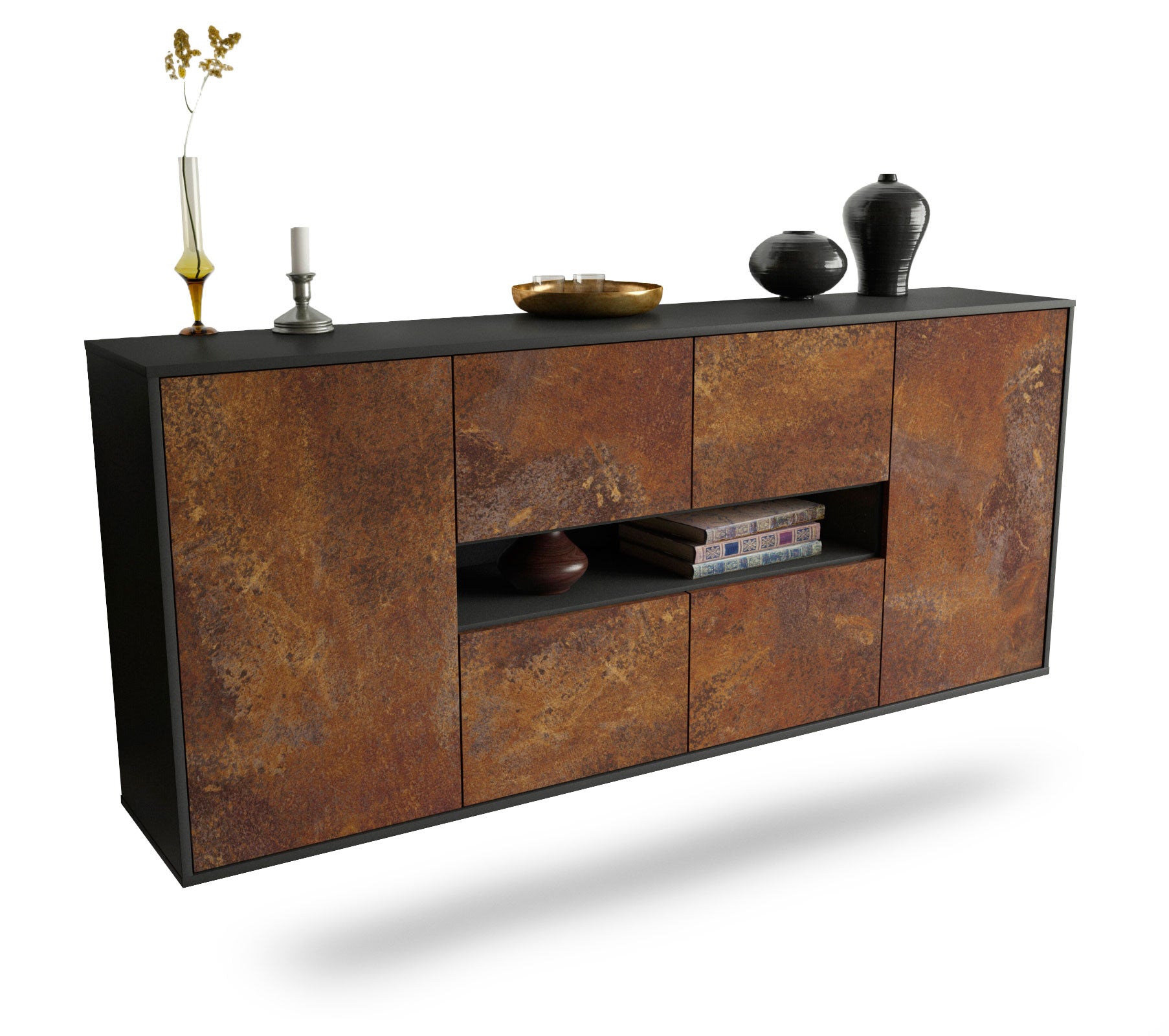 Sideboard Stamford | hängend | Korpus Anthrazit | Front in Rost Optik | 180x79x35cm (BxHxT) 1 Sideboard Stamford | hängend | Korpus Anthrazit | Front in Rost Optik | 180x79x35cm (BxHxT)