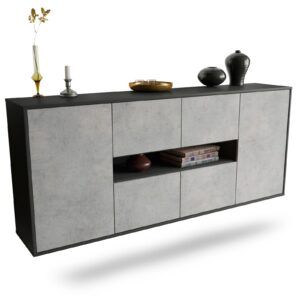 Sideboard Stamford | hängend | Korpus Anthrazit | Front in Beton Optik | 180x79x35cm (BxHxT)