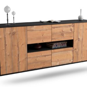 Sideboard Stamford | hängend | Korpus Anthrazit | Front in Pinie Holz Optik | 180x79x35cm (BxHxT)