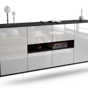 Sideboard Stamford | hängend | Korpus Anthrazit | Front in Hochglanz Weiß | 180x79x35cm (BxHxT)