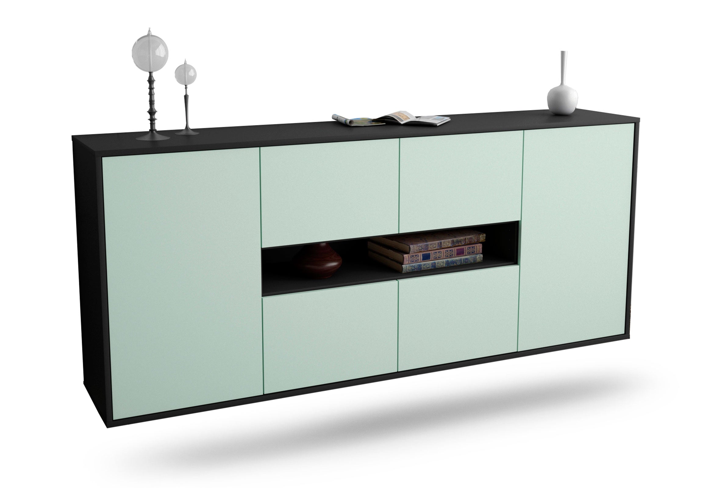 Sideboard Stamford | hängend | Korpus Anthrazit | Front in Mint | 180x79x35cm (BxHxT) 1 Sideboard Stamford | hängend | Korpus Anthrazit | Front in Mint | 180x79x35cm (BxHxT)