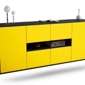 Sideboard Stamford | hängend | Korpus Anthrazit | Front in Gelb | 180x79x35cm (BxHxT)