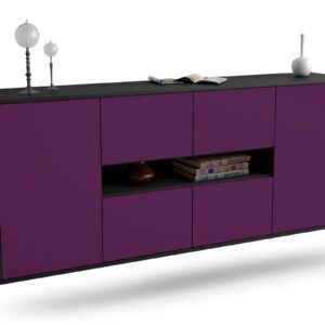 Sideboard Stamford | hängend | Korpus Anthrazit | Front in Lila | 180x79x35cm (BxHxT)