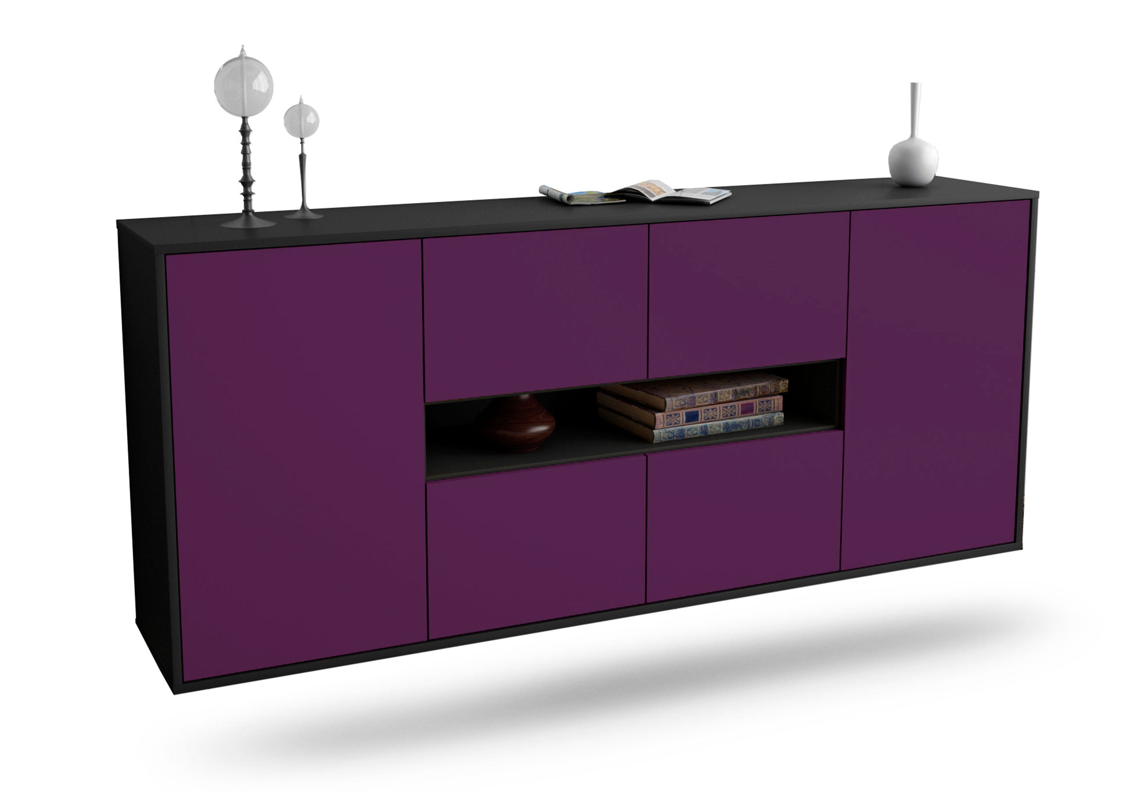 Sideboard Stamford | hängend | Korpus Anthrazit | Front in Lila | 180x79x35cm (BxHxT) 1 Sideboard Stamford | hängend | Korpus Anthrazit | Front in Lila | 180x79x35cm (BxHxT)