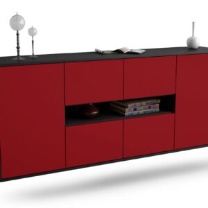 Sideboard Stamford | hängend | Korpus Anthrazit | Front in Bordeaux | 180x79x35cm (BxHxT)