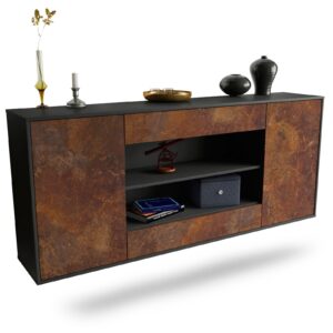 Sideboard Olathe | hängend | Korpus Anthrazit | Front in Rost Optik | 180x79x35cm (BxHxT)