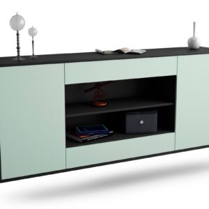 Sideboard Olathe | hängend | Korpus Anthrazit | Front in Mint | 180x79x35cm (BxHxT)