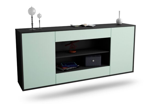 Sideboard Olathe | hängend | Korpus Anthrazit | Front in Mint | 180x79x35cm (BxHxT)