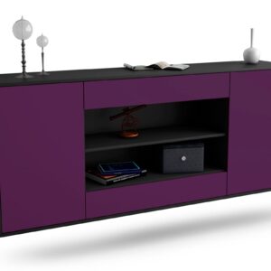 Sideboard Olathe | hängend | Korpus Anthrazit | Front in Lila | 180x79x35cm (BxHxT)