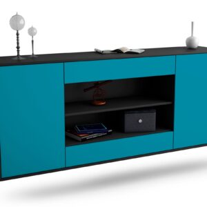 Sideboard Olathe | hängend | Korpus Anthrazit | Front in Türkis | 180x79x35cm (BxHxT)