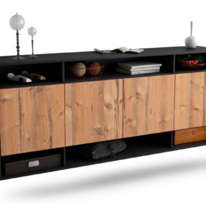 Sideboard Provo | hängend | Korpus Anthrazit | Front in Pinie Holz Optik | 180x79x35cm (BxHxT)