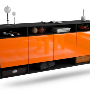 Sideboard Provo | hängend | Korpus Anthrazit | Front in Hochglanz Orange | 180x79x35cm (BxHxT)