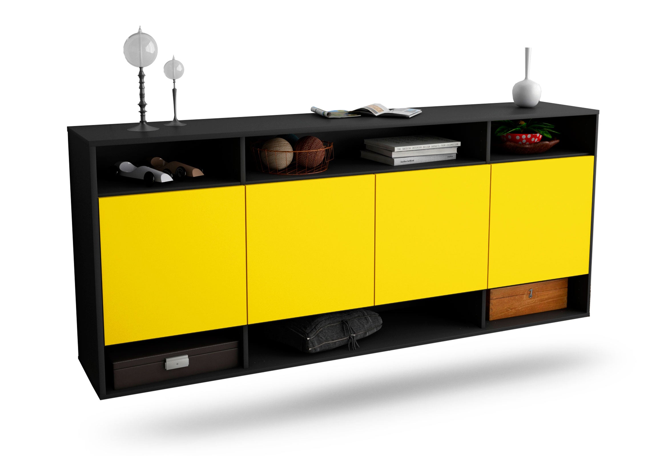 Sideboard Provo | hängend | Korpus Anthrazit | Front in Gelb | 180x79x35cm (BxHxT) 1 Sideboard Provo | hängend | Korpus Anthrazit | Front in Gelb | 180x79x35cm (BxHxT)