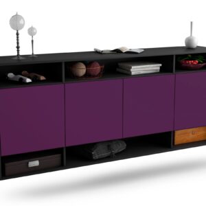 Sideboard Provo | hängend | Korpus Anthrazit | Front in Lila | 180x79x35cm (BxHxT)