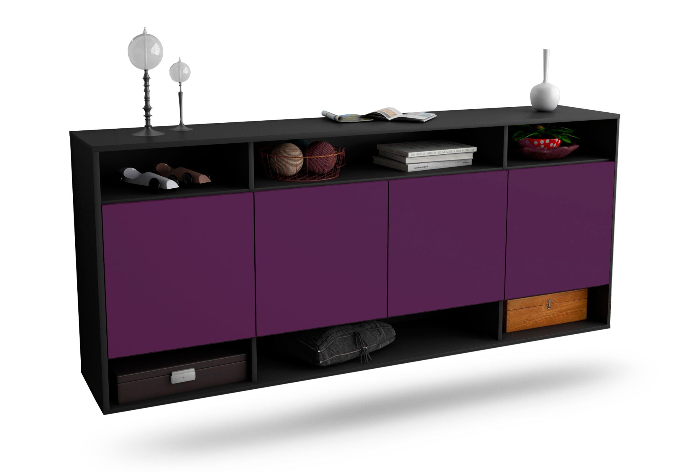 Sideboard Provo | hängend | Korpus Anthrazit | Front in Lila | 180x79x35cm (BxHxT) 1 Sideboard Provo | hängend | Korpus Anthrazit | Front in Lila | 180x79x35cm (BxHxT)