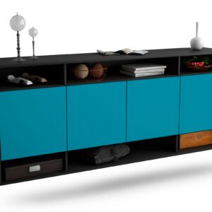 Sideboard Provo | hängend | Korpus Anthrazit | Front in Türkis | 180x79x35cm (BxHxT)