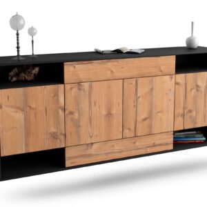 Sideboard Evansville | hängend | Korpus Anthrazit | Front in Pinie Holz Optik | 180x79x35cm (BxHxT)