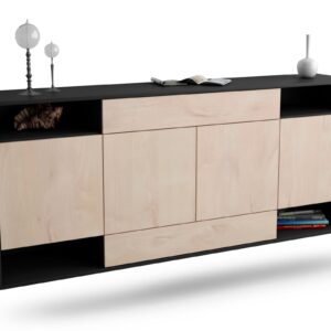 Sideboard Evansville | hängend | Korpus Anthrazit | Front in Zeder Holz Optik | 180x79x35cm (BxHxT)