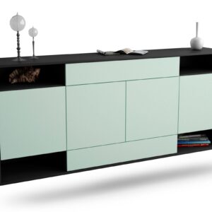 Sideboard Evansville | hängend | Korpus Anthrazit | Front in Mint | 180x79x35cm (BxHxT)