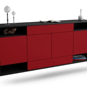 Sideboard Evansville | hängend | Korpus Anthrazit | Front in Bordeaux | 180x79x35cm (BxHxT)