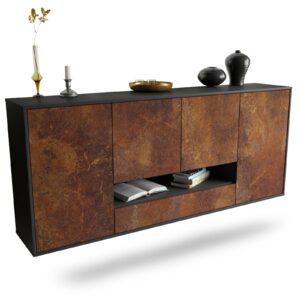 Sideboard Abilene | hängend | Korpus Anthrazit | Front in Rost Optik | 180x79x35cm (BxHxT)