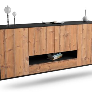 Sideboard Abilene | hängend | Korpus Anthrazit | Front in Pinie Holz Optik | 180x79x35cm (BxHxT)