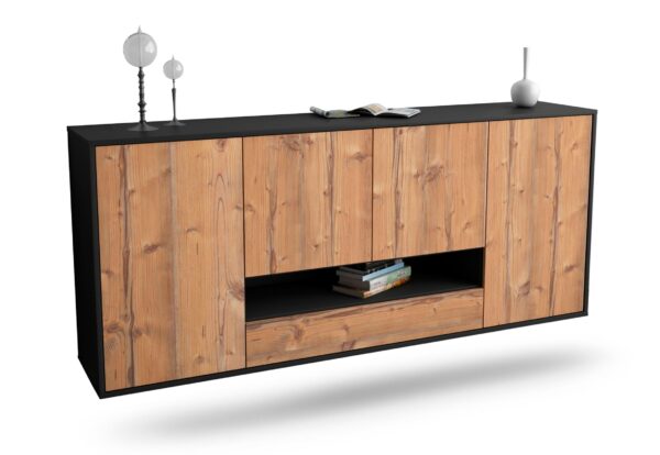 Sideboard Abilene | hängend | Korpus Anthrazit | Front in Pinie Holz Optik | 180x79x35cm (BxHxT)
