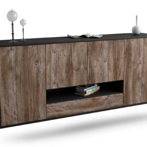 Sideboard Abilene | hängend | Korpus Anthrazit | Front in Treibholz Holz Optik | 180x79x35cm (BxHxT)