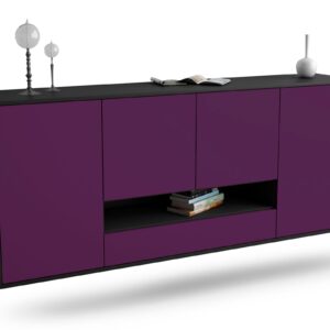 Sideboard Abilene | hängend | Korpus Anthrazit | Front in Lila | 180x79x35cm (BxHxT)