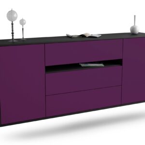 Sideboard McKinney | hängend | Korpus Anthrazit | Front in Lila | 180x79x35cm (BxHxT)