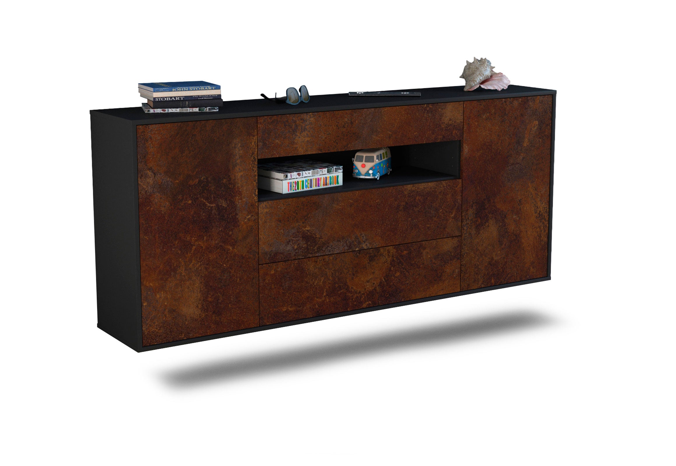 Sideboard Vallejo | hängend | Korpus Anthrazit | Front in Rost Optik | 180x79x35cm (BxHxT) 1 Sideboard Vallejo | hängend | Korpus Anthrazit | Front in Rost Optik | 180x79x35cm (BxHxT)