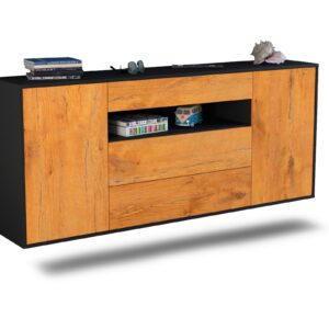 Sideboard Vallejo | hängend | Korpus Anthrazit | Front in Eiche Holz Optik | 180x79x35cm (BxHxT)