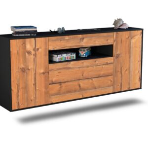 Sideboard Vallejo | hängend | Korpus Anthrazit | Front in Pinie Holz Optik | 180x79x35cm (BxHxT)