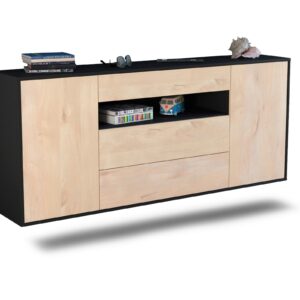 Sideboard Vallejo | hängend | Korpus Anthrazit | Front in Zeder Holz Optik | 180x79x35cm (BxHxT)