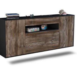 Sideboard Vallejo | hängend | Korpus Anthrazit | Front in Treibholz Holz Optik | 180x79x35cm (BxHxT)