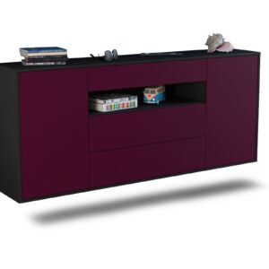 Sideboard Vallejo | hängend | Korpus Anthrazit | Front in Lila | 180x79x35cm (BxHxT)