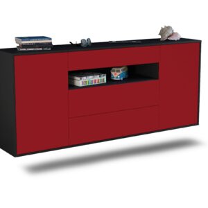 Sideboard Vallejo | hängend | Korpus Anthrazit | Front in Bordeaux | 180x79x35cm (BxHxT)