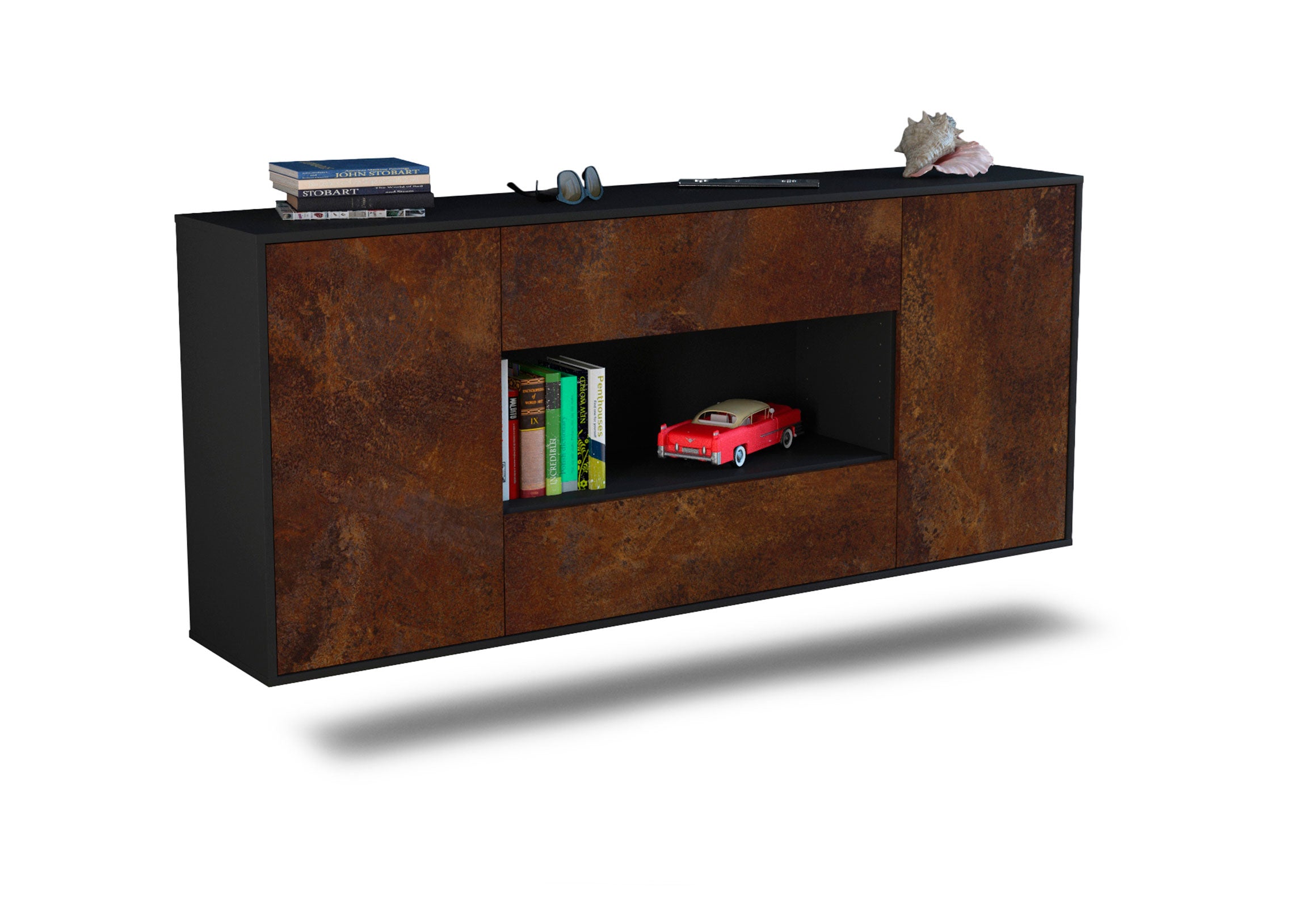 Sideboard Denton | hängend | Korpus Anthrazit | Front in Rost Optik | 180x79x35cm (BxHxT) 1 Sideboard Denton | hängend | Korpus Anthrazit | Front in Rost Optik | 180x79x35cm (BxHxT)