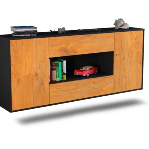 Sideboard Denton | hängend | Korpus Anthrazit | Front in Eiche Holz Optik | 180x79x35cm (BxHxT)