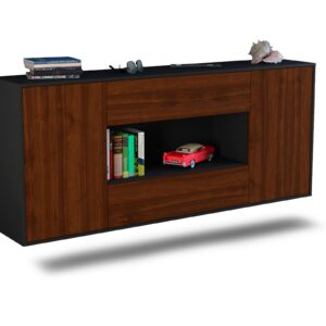 Sideboard Denton | hängend | Korpus Anthrazit | Front in Walnuss Holz Optik | 180x79x35cm (BxHxT)