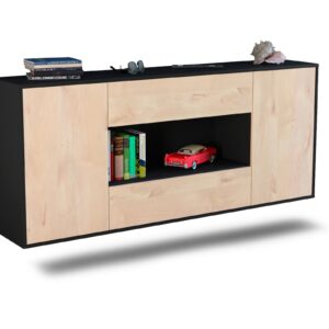 Sideboard Denton | hängend | Korpus Anthrazit | Front in Zeder Holz Optik | 180x79x35cm (BxHxT)