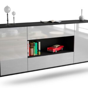 Sideboard Denton | hängend | Korpus Anthrazit | Front in Hochglanz Weiß | 180x79x35cm (BxHxT)