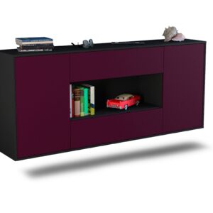 Sideboard Denton | hängend | Korpus Anthrazit | Front in Lila | 180x79x35cm (BxHxT)