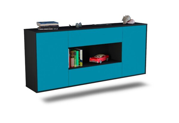 Sideboard Denton | hängend | Korpus Anthrazit | Front in Türkis | 180x79x35cm (BxHxT)