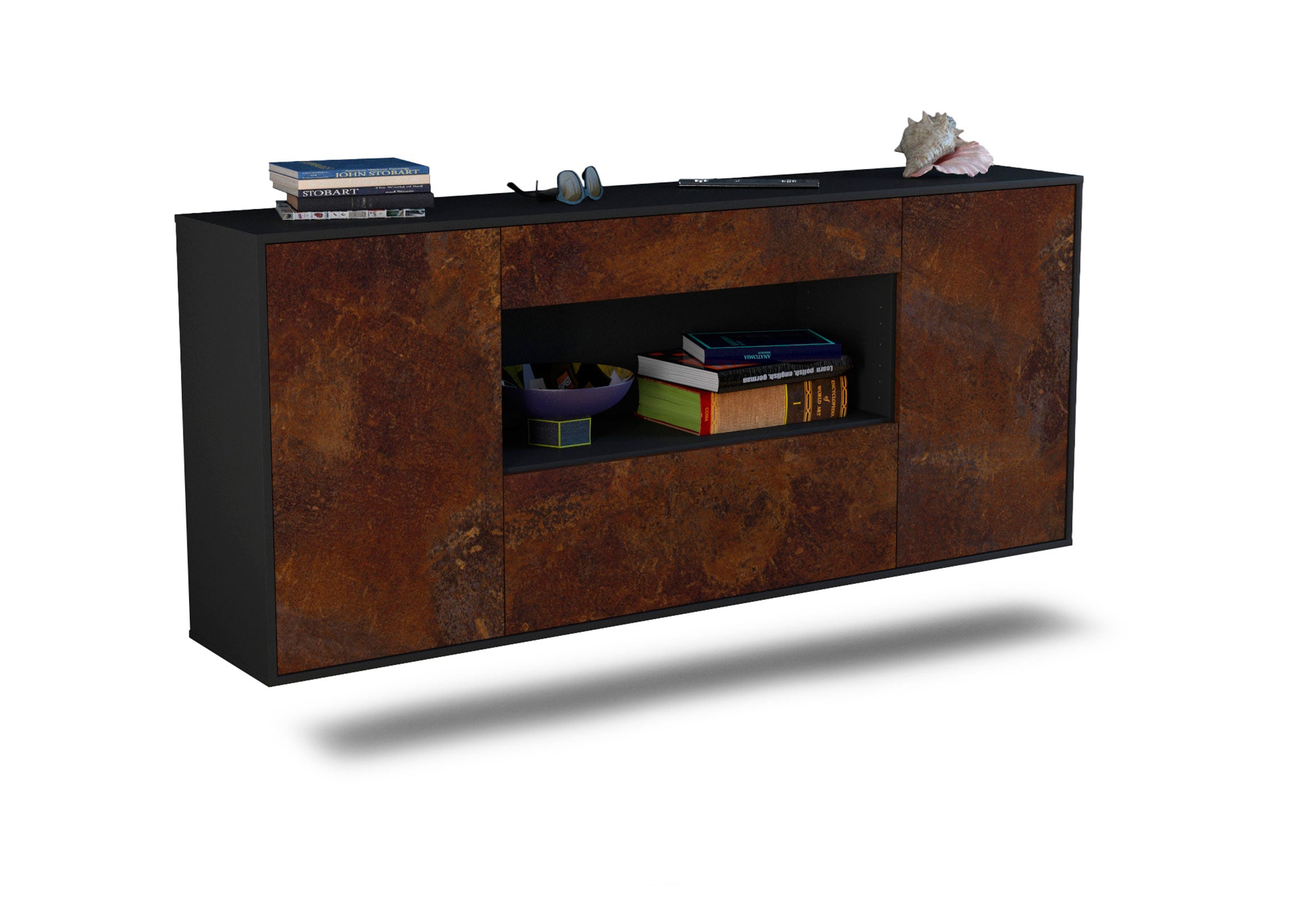 Sideboard Ann Arbor | hängend | Korpus Anthrazit | Front in Rost Optik | 180x79x35cm (BxHxT) 1 Sideboard Ann Arbor | hängend | Korpus Anthrazit | Front in Rost Optik | 180x79x35cm (BxHxT)