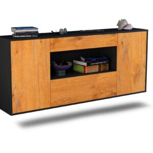 Sideboard Ann Arbor | hängend | Korpus Anthrazit | Front in Eiche Holz Optik | 180x79x35cm (BxHxT)
