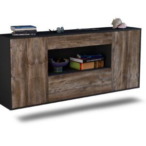 Sideboard Ann Arbor | hängend | Korpus Anthrazit | Front in Treibholz Holz Optik | 180x79x35cm (BxHxT)