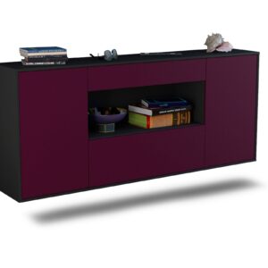 Sideboard Ann Arbor | hängend | Korpus Anthrazit | Front in Lila | 180x79x35cm (BxHxT)